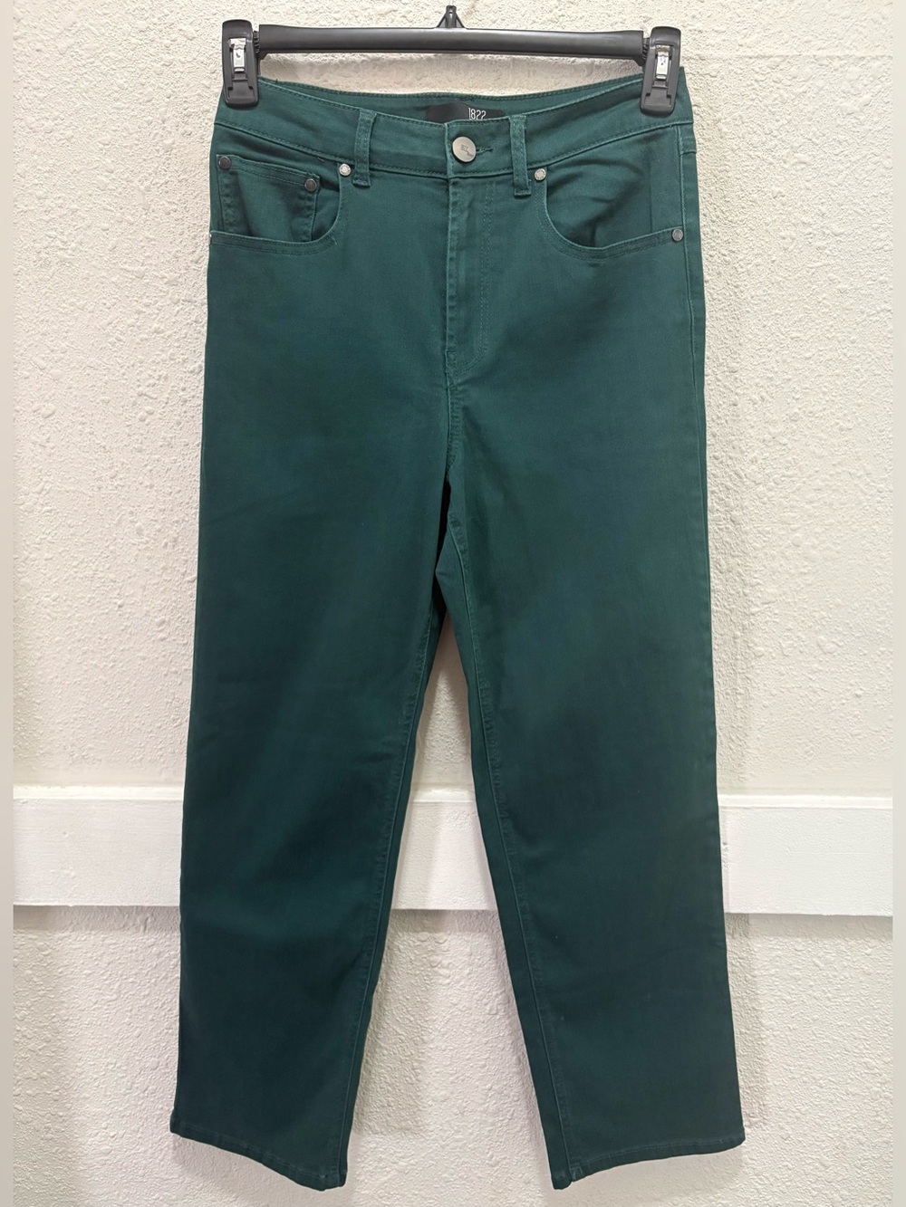 1822 Denim Super High Rise Ankle Straight Jeans in Green NEW 4/27